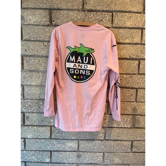 Maui And Sons Pink Long Sleeve Shirt With Shark Graphics - Picture 5 of 8